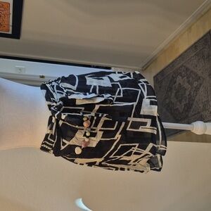 Whiteroom + Cactus White & Black Cotton & Rayon Asymetrical Layer Skirt Charmed